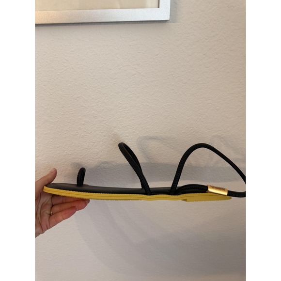 Havaianas Una Pitanga Sandals Womens Black Rubber Strappy Flat Size 11 - Picture 9 of 16